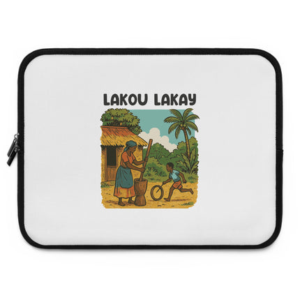 Lakou Lakay Haitian Village Scene Heritage Laptop Sleeve Limited Cultural Memory - CreoleSizzle
