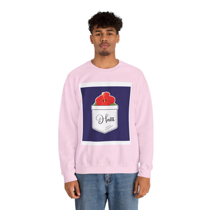 Haiti with Hibiscus Tropical Identity Sweatshirt Creole Heritage Series Unisex Premium Crewneck