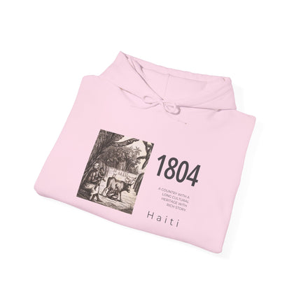 1804 Independence Heritage Hoodie Haiti History & Freedom Tribute Vintage Sketch Unisex Casual Hoodie