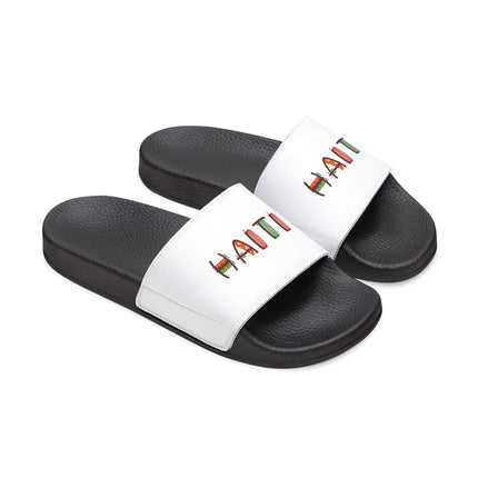 Haiti Pride Slide Sandals Minimalist Heritage Edition - CreoleSizzle