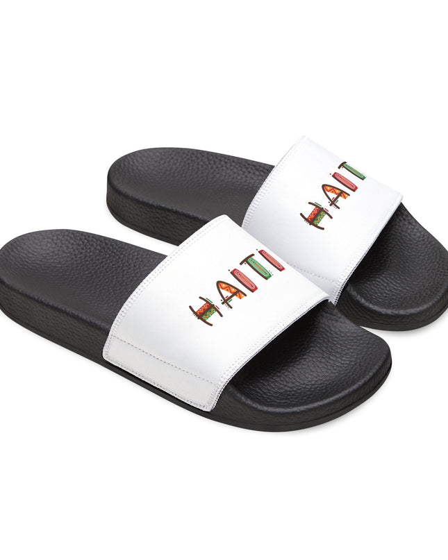 Haiti Pride Slide Sandals Minimalist Heritage Edition