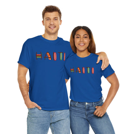 Haiti in Color Limited Heritage Drop Tee Artistic Creole Typography - CreoleSizzle