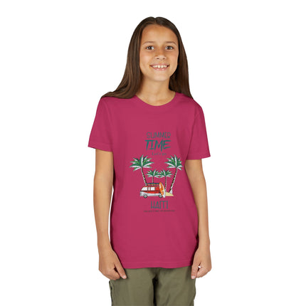 Summer Adventure Youth Tee Haiti Vacation Edition Kids Short Sleeve Shirt Caribbean Pride Apparel