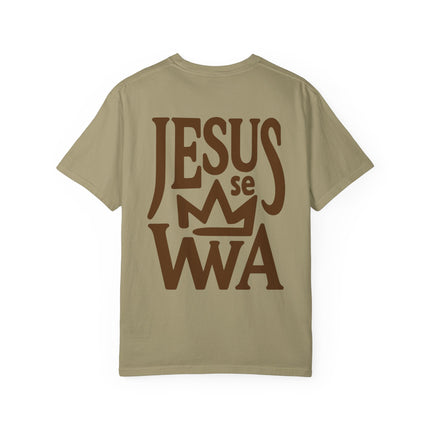 Jezi se Wa Jesus is King Unisex Garment-Dyed T-Shirt Haitian Faith & Culture Series, Vintage Style Tee Haitian Street Vibes Graphic on Back