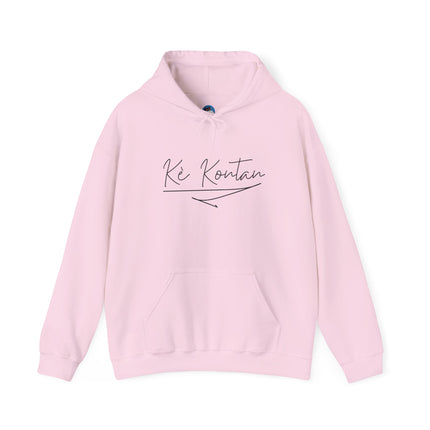 Kè Kontan Hoodie “Happy Heart” Creole Script Haitian Joy-Inspired Unisex Sweatshirt, Cozy Streetwear & Cultural Pride Gift