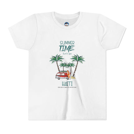 Summer Adventure Youth Tee Haiti Vacation Edition Kids Short Sleeve Shirt Caribbean Pride Apparel