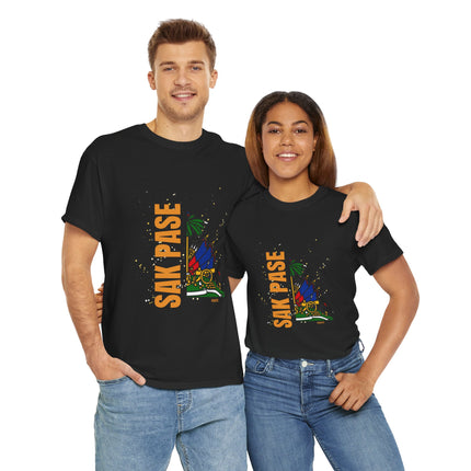 Sak Pase Haiti T-Shirt – Haitian Pride Design with Flag Emblem | Bold Cultural Statement Unisex Heavy Cotton Tee - CreoleSizzle