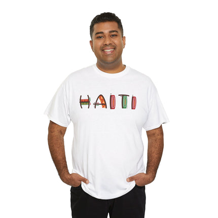 Haiti in Color Limited Heritage Drop Tee Artistic Creole Typography - CreoleSizzle