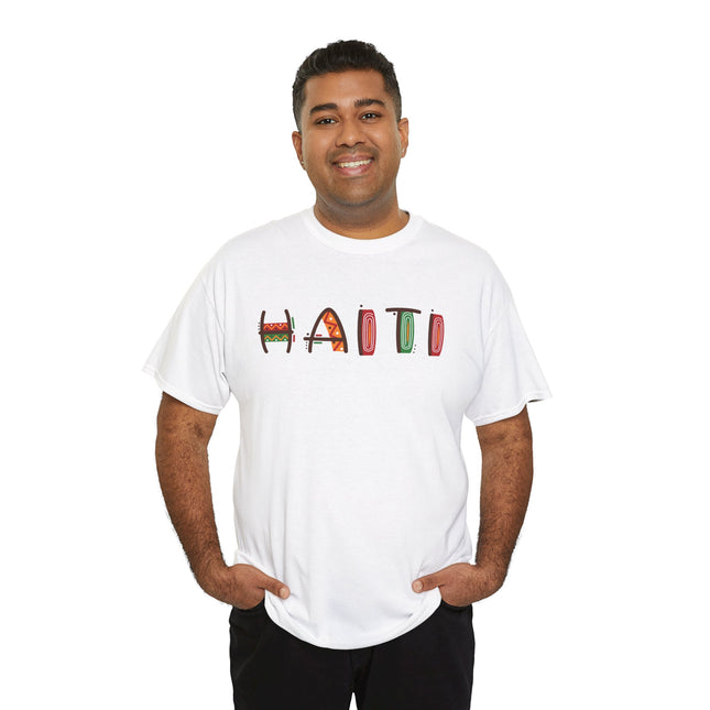 Haiti in Color Limited Heritage Drop Tee Artistic Creole Typography - CreoleSizzle