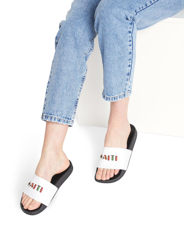Haiti Pride Slide Sandals Minimalist Heritage Edition
