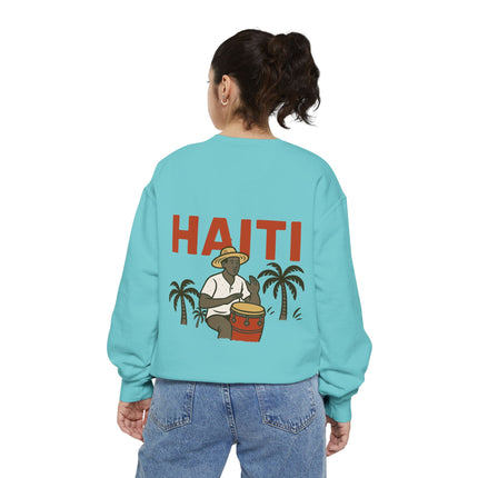 Roots of Haiti Cultural Heritage Sweatshirt Unisex Garment-Dyed Crewneck  Haitian Pride Apparel