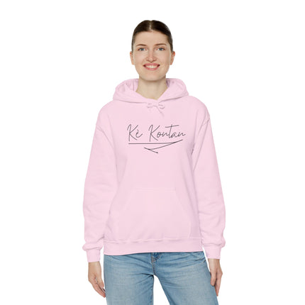 Kè Kontan Hoodie “Happy Heart” Creole Script Haitian Joy-Inspired Unisex Sweatshirt, Cozy Streetwear & Cultural Pride Gift