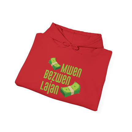 Mwen Bezwen Lajan Hoodie Haitian Hustle Streetwear Money Vibes Collection Unisex Heavy Blend™ Hooded Sweatshirt