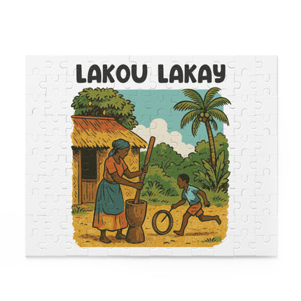 Lakou Lakay Haitian Courtyard Life Puzzle Nostalgic Creole Heritage Edition - CreoleSizzle