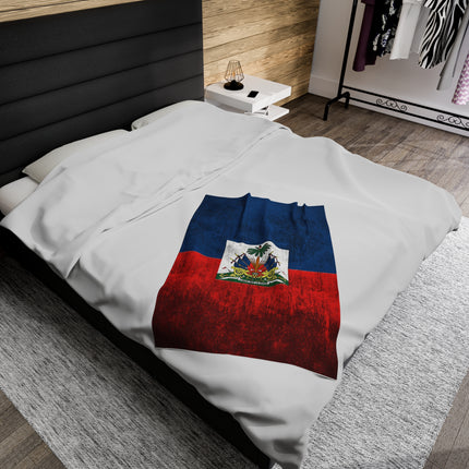 Haitian Flag Bed Sheet Velveteen Plush Blanket - CreoleSizzle