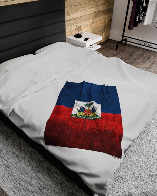 Haitian Flag Bed Sheet Velveteen Plush Blanket - CreoleSizzle