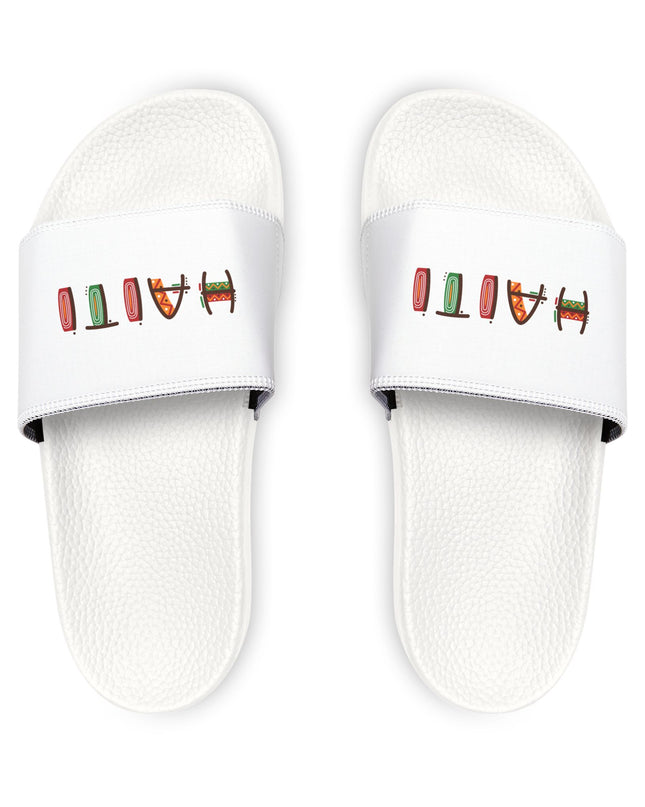 Haiti Pride Slide Sandals Minimalist Heritage Edition