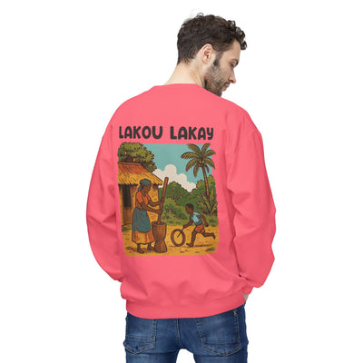 Lakou Lakay Creole Heritage Sweatshirt Haitian Nostalgia Series Unisex Premium Crewneck, Everyday Casual Wear