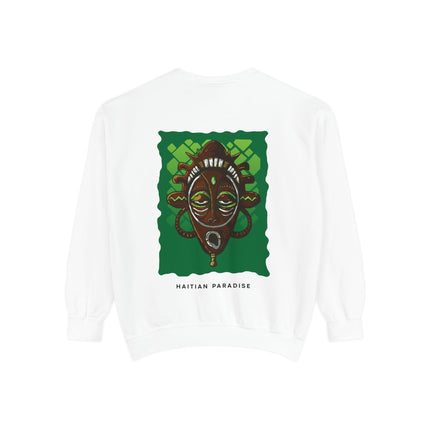 Haitian Paradise Guardian Sweatshirt Afro-Haitian Art-Inspired Design Unisex Cultural Streetwear, Cozy Layer for All Seasons