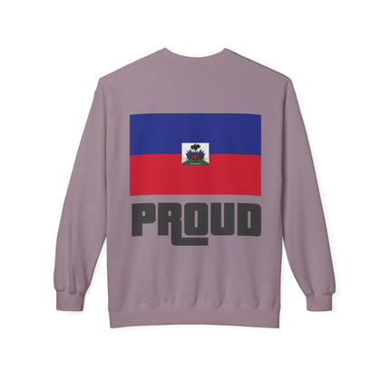 Proud Haitian Flag Street Style Crewneck Sweatshirt Unisex Midweight Fleece Cultural Pride & Heritage Apparel