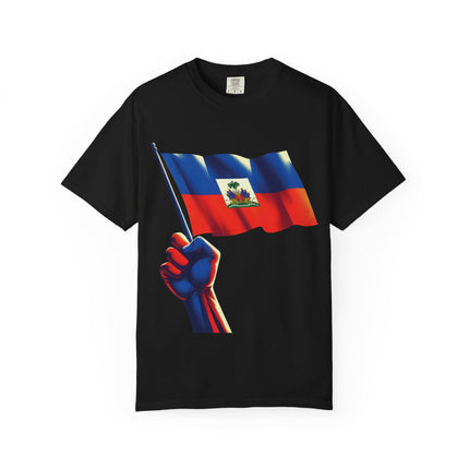 The Unbreakable Standard Haitian Flag Raised High T-Shirt Heritage Pride Collection Unisex Garment-Dyed T-Shirt,