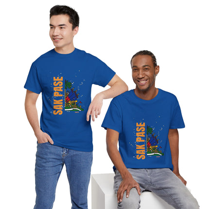 Sak Pase Haiti T-Shirt – Haitian Pride Design with Flag Emblem | Bold Cultural Statement Unisex Heavy Cotton Tee - CreoleSizzle