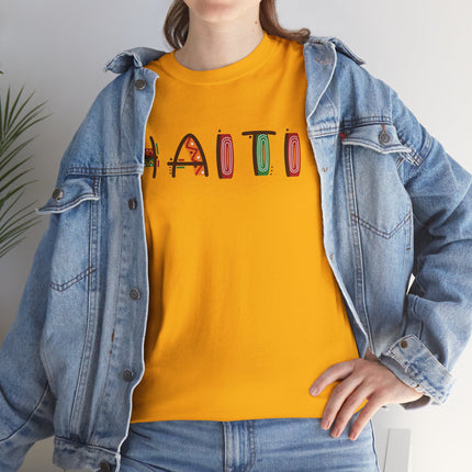 Haiti in Color Limited Heritage Drop Tee Artistic Creole Typography - CreoleSizzle
