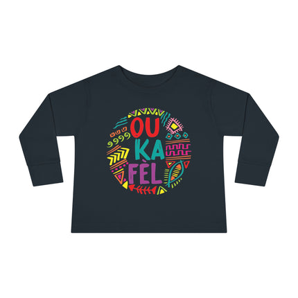 Ou Ka Fè’l Toddler Long Sleeve Tee Colorful Motivational Haitian Kids Shirt Inspirational Creole Graphic Unisex Soft Cotton