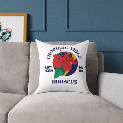 Tropical Vibes Hibiscus Pillow Limited Summer Drop Haiti Island Style - CreoleSizzle