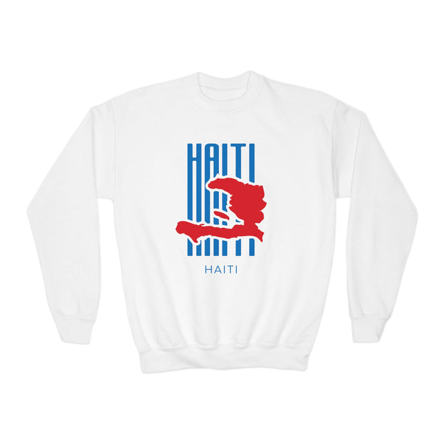 Bold Identity Haiti Youth Crewneck Sweatshirt Haitian Pride Series Youth Premium Crewneck Casual Fashion, Gift for Teens