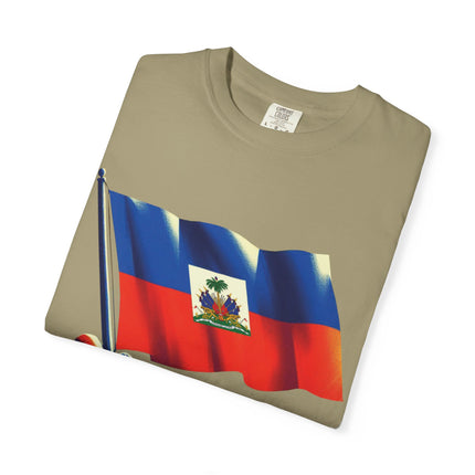 The Unbreakable Standard Haitian Flag Raised High T-Shirt Heritage Pride Collection Unisex Garment-Dyed T-Shirt,
