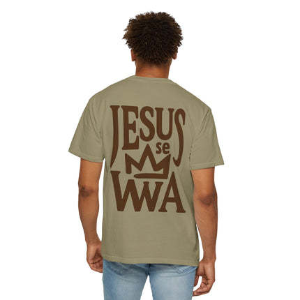 Jezi se Wa Jesus is King Unisex Garment-Dyed T-Shirt Haitian Faith & Culture Series, Vintage Style Tee Haitian Street Vibes Graphic on Back