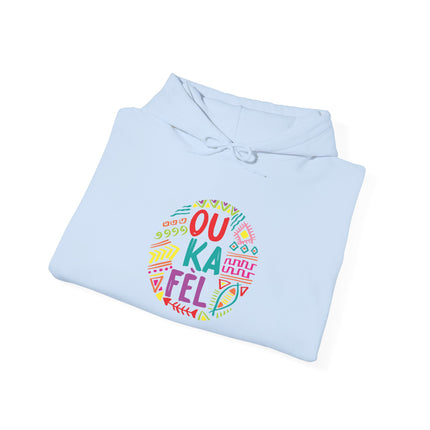 “Ou Ka Fè’l” Motivational Hoodie Unisex Heavy Blend™ Sweatshirt Haitian Creole Inspired Design Cozy Pullover for Daily Inspiration