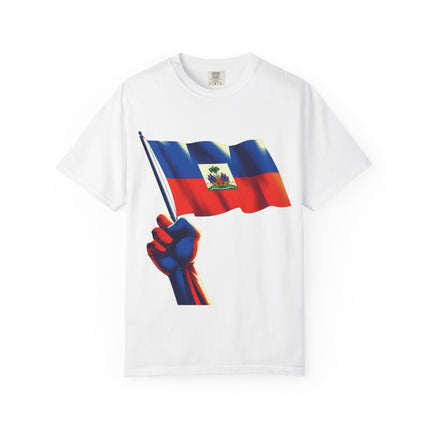 The Unbreakable Standard Haitian Flag Raised High T-Shirt Heritage Pride Collection Unisex Garment-Dyed T-Shirt,
