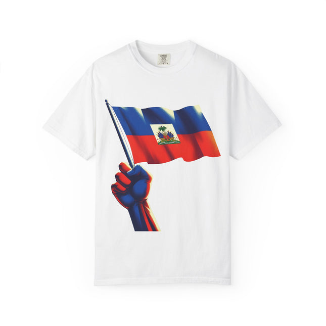 The Unbreakable Standard Haitian Flag Raised High T-Shirt Heritage Pride Collection Unisex Garment-Dyed T-Shirt,
