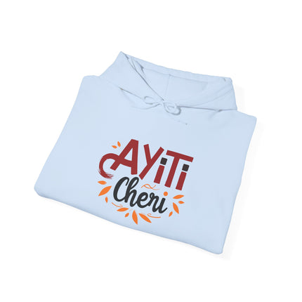 Ayiti Chéri Hoodie Haitian Pride Hooded Sweatshirt, Unisex Cozy Pullover with Cultural Typography, Heritage & Carnival-Inspired Apparel