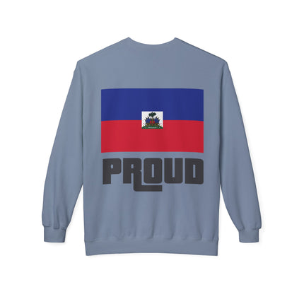 Proud Haitian Flag Street Style Crewneck Sweatshirt Unisex Midweight Fleece Cultural Pride & Heritage Apparel