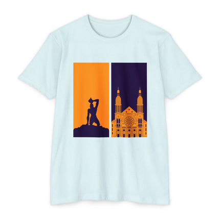 The Dual Heritage Tee Marron & Cathedral Reflection Haitian Identity Series Unisex CVC Jersey T-Shirt