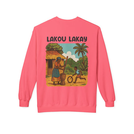 Lakou Lakay Creole Heritage Sweatshirt Haitian Nostalgia Series Unisex Premium Crewneck, Everyday Casual Wear