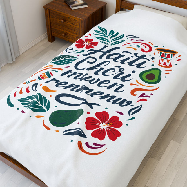Haiti Chéri Mwen Renmenw Premium Plush Blanket Haitian Love and Cultural Pride - CreoleSizzle