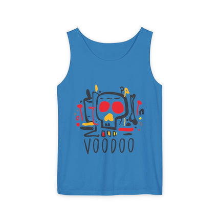 Vodou Inspired Skull Graphic Tank Top Unisex Festival Shirt Spiritual Tribal Design Halloween & Summer Celebration Wear