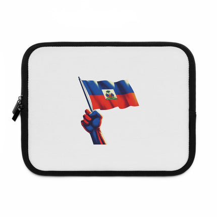 Haitian Flag Fist Premium Laptop Sleeve Symbol of Resistance Identity and Pride - CreoleSizzle