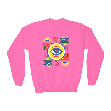 The Guardian’s Eye Afro-Haitian Creole Sweatshirt Youth Cultural Pride Series Kids’ Premium Crewneck