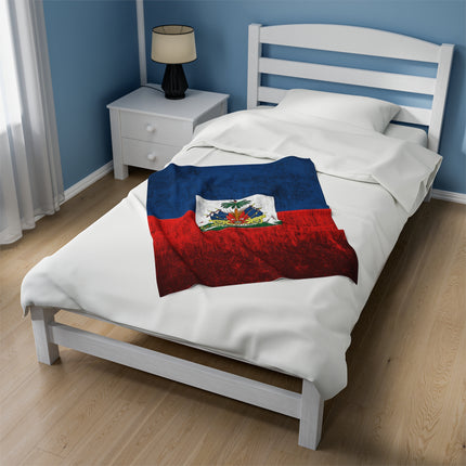 Haitian Flag Bed Sheet Velveteen Plush Blanket - CreoleSizzle