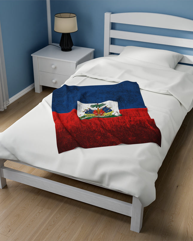 Haitian Flag Bed Sheet Velveteen Plush Blanket - CreoleSizzle