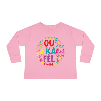 Ou Ka Fè’l Toddler Long Sleeve Tee Colorful Motivational Haitian Kids Shirt Inspirational Creole Graphic Unisex Soft Cotton