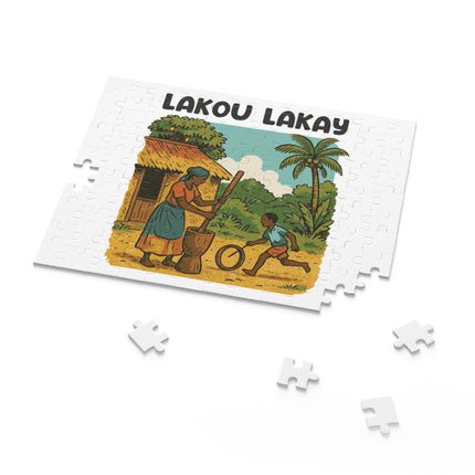 Lakou Lakay Haitian Courtyard Life Puzzle Nostalgic Creole Heritage Edition - CreoleSizzle