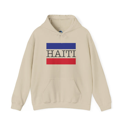 Haiti Pride Badge National Heritage Hoodie Everyday Haiti Collection Unisex Heavy Blend, Casual Wear, and Cultural Events
