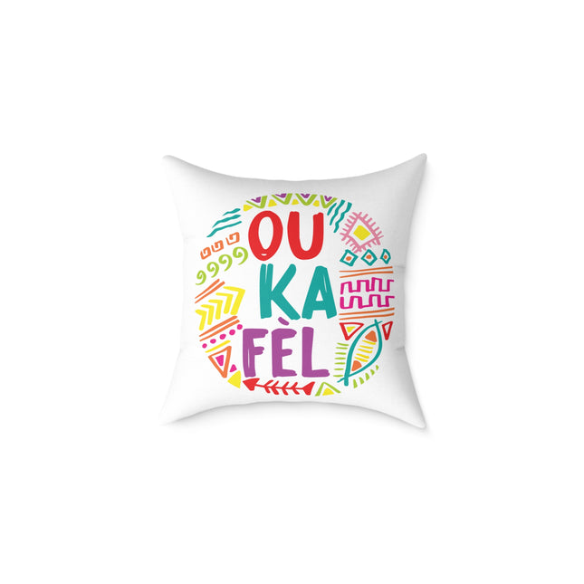 Ou Ka Fè’l Motivational Creole Pillow Haitian Affirmation Art Bright Diaspora Design - CreoleSizzle