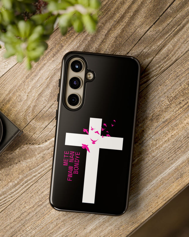Mete Fwa W Nan Bondye Phone Case – Haitian Gospel Cross Design – Faith-Based Christian Cover - CreoleSizzle